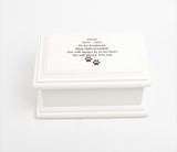White MDF Wood Cremation Ashes Casket Paws Design Urn 2 Sizes: Small & Medium
