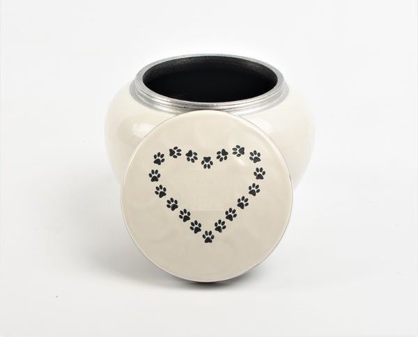 White Odyssey Paws Heart Pet Urn