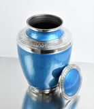 Blue and Silver Aluminium Cremation Testi Urn