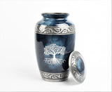 Blue Clouded Aluminium Cremation Urn Tree Of Life