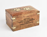 Solid Wood Biodegradable Paw Print Pet Cremation Ashes Casket Urn Medium/Large