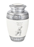 Pearl White Aluminium Cremation Urn With Engraving Options