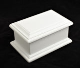 White MDF Wood Cremation Ashes Casket Urn 2 Sizes: Small & Medium