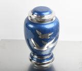 Blue and Silver Flying Birds Urn