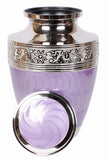 Purple adult cremation urn , large funeral memorial burial remembrance brass urn for human ashes 
