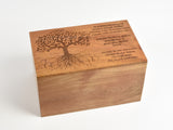 Large Solid Wood Biodegradable Tree Of Life Engraved Casket - Option To Personalise