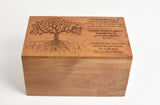 Large Solid Wood Biodegradable Tree Of Life Engraved Casket - Option To Personalise