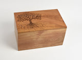 Large Solid Wood Biodegradable Tree Of Life Engraved Casket - Option To Personalise