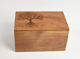 Large Solid Wood Biodegradable Tree Of Life Engraved Casket - Option To Personalise