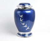 Blue and Silver Flying Birds Urn
