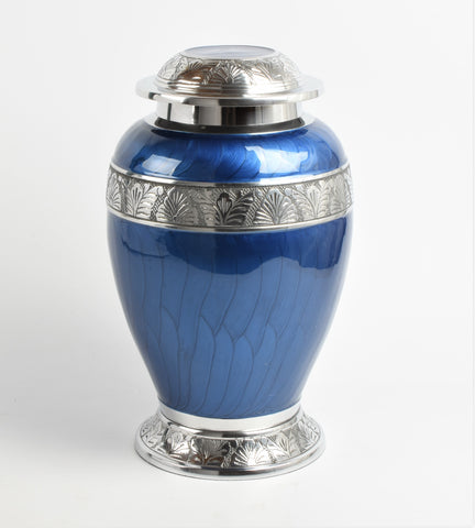 Blue & Silver Aluminium Dove Cremation Urn