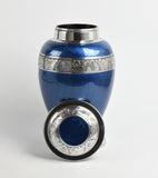 Blue & Silver Aluminium Dove Cremation Urn