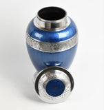 Blue & Silver Aluminium Dove Cremation Urn
