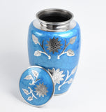 Blue Flower Cremation Urn