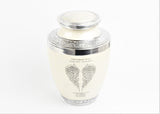White and Silver Angel Wings Design Aluminium Cremation Urn