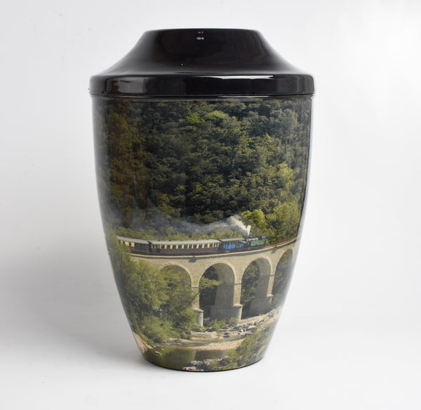 Train Design Iron Metal Cremation Urns With Free Ashes Bag