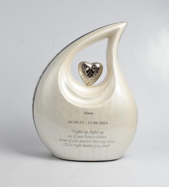Forever in My Heart White Teardrop Urn