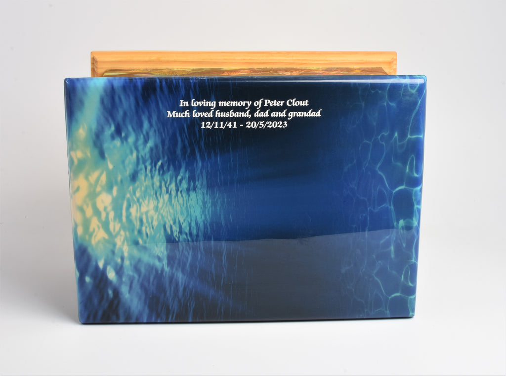 MDF/Teak Wood Casket Cremation Ashes Urn Coral Reef UrnsWithLove