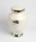 White & Silver Rose Cremation Urn