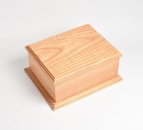 Large Oak Wood Adult Cremation Casket