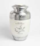 White and Silver Robin Bird Design Urn