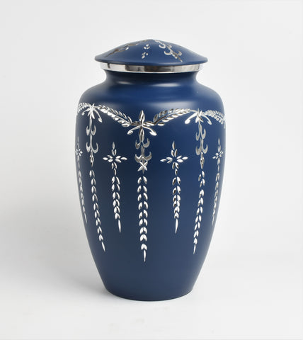 Navy Blue Diamond Aluminium Cremation Urn