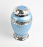 Sky Blue & Silver Aluminium Dove Cremation Urn
