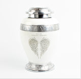 White with sliver band and angel wings
