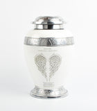 White with sliver band and angel wings