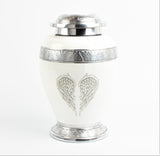 White with sliver band and angel wings