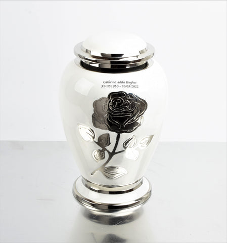 White Rose Flower Cremation Urn Dove Design