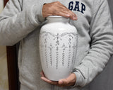 White Diamond/ Diamante Aluminium Cremation Urn- Hand Made