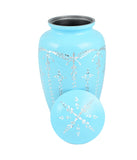 Blue Diamond/ Diamante Aluminium Cremation Urn- Hand Made