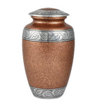 Brown With Silver Design Aluminium Cremation  Urn