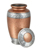 Brown With Silver Design Aluminium Cremation  Urn