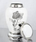 White Rose Flower Cremation Urn Dove Design