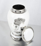 White Rose Flower Cremation Urn Dove Design