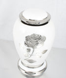 White Rose Flower Cremation Urn Dove Design