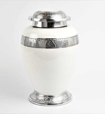 White & Silver Aluminium Dove Cremation Urn