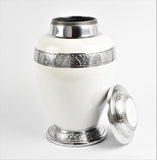 White & Silver Aluminium Dove Cremation Urn