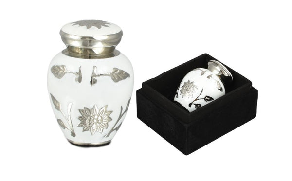 White Flower Mini Keepsake Urn