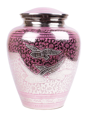 Extra Large Pink Flying Birds Cremation Urn