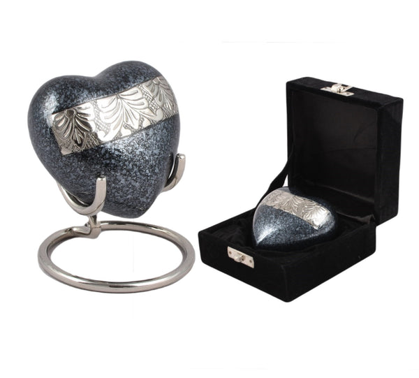 Grey Heart Keepsake With Stand & Box