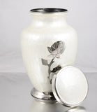 White & Silver Rose Cremation Urn