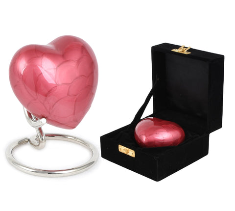 Red Aluminium Heart Keepsake With Box & Stand