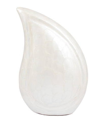 Small Pearl White Teardrop Urn