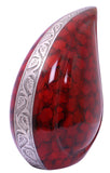 red cremation urn, red teardrop cremation urn, red teardrop urn for ashes , red ashes urn, teardrop urn, cremation urn for ashes , urn for ashes , container for ashes, ashes storage jar, human ashes container, large urn , british urn, adult ashes urn, cremation urn for human ashes, funeral memorial burial remembrance URN, affordable price urn, metal urn, blue urn, free delivery urn, quick delivery urn