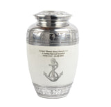 Pearl White Aluminium Cremation Urn With Engraving Options