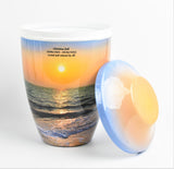 Iron Metal Cremation Urn Beach Sunset With Free Ashes Bag