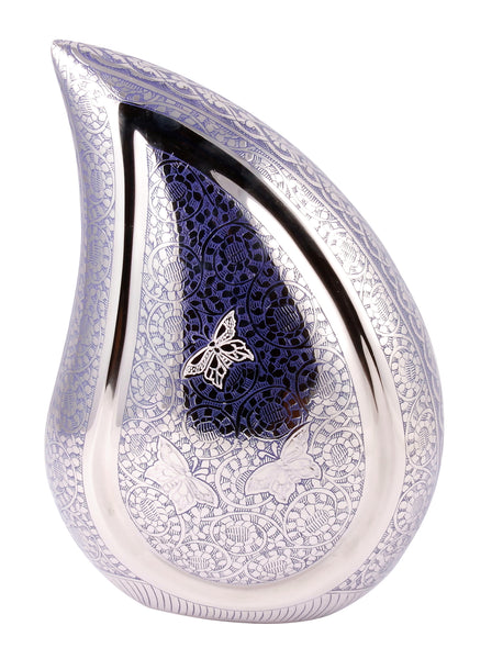 teardrop urn, teardrop ashes urn, purplish blue teardrop, purple teardrop urn, blue teardrop urn, teardrop urn for ashes, teardrop, black teardrop, silver teardrop urn, large teardrop urn, adult ashes urn, urn, child urn, baby urn, teenager ashes urn, adult ashes urn